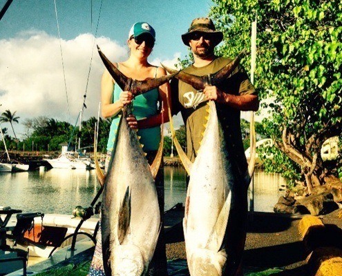 Ocean fishing, Oahu. Yellowfin tuna is a favorite among Hawaii fishermen.