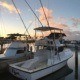Flyer Oahu deep sea fishing boat docked at Haleiwa harbor after a day of providing sportfishing charters.