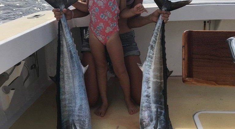 Wahoo caught during a family friendly fishing charter on Oahu.