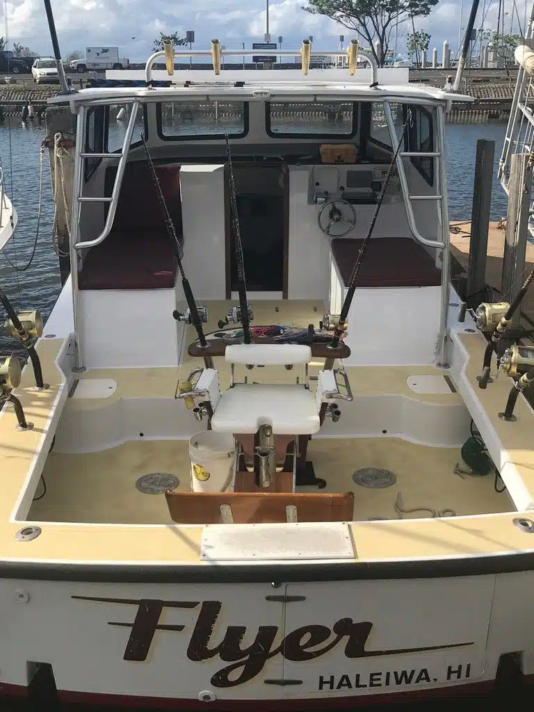 The fishing charter boat on the north shore of Oahu.