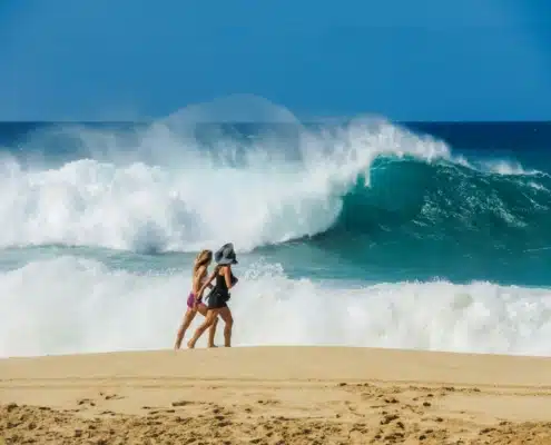Banzai Pipeline on Oahu North Shore fishing charter company Flyer Sportfishing operates out of Haleiwa close by.